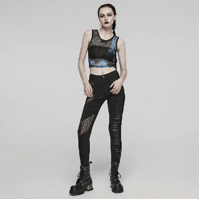 Anal Punk Tie Dye Mesh Tank Top in Chic BlackBlue EVEs SECRETS