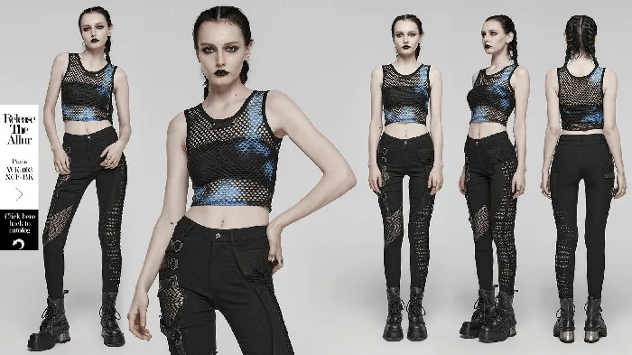 Anal Punk Tie Dye Mesh Tank Top in Chic BlackBlue EVEs SECRETS