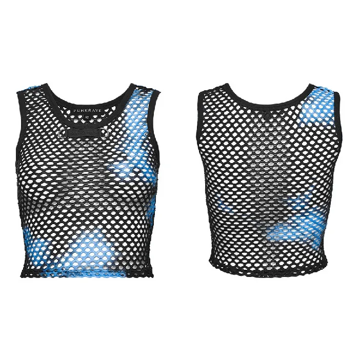 Anal Punk Tie Dye Mesh Tank Top in Chic BlackBlue EVEs SECRETS