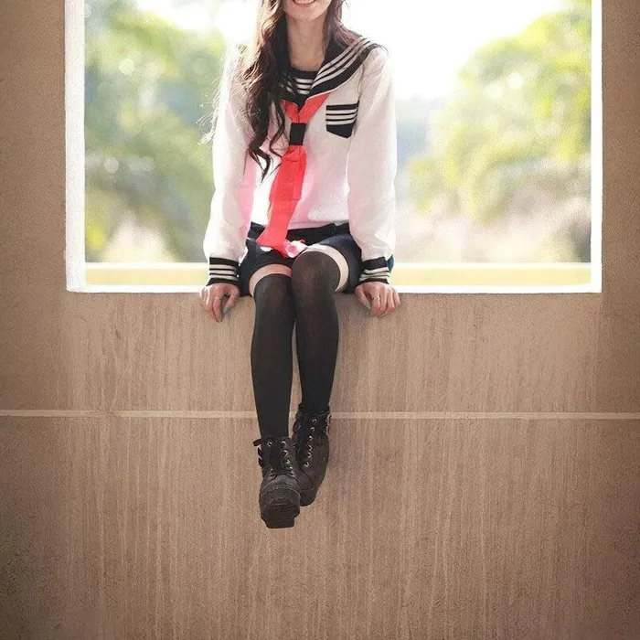 Cosplay Sailor Uniform Costume Long Sleeve Shirt With Pleated Skirt And Neckerchief EVEs SECRETS Male Sex Toys