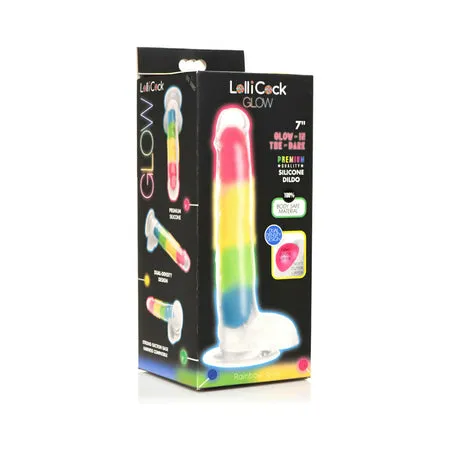 Curve Toys Female Sex Toys Lollicock 7 Glow In The Dark Rainbow Silicone Dildo With Balls Curve Toys Female Sex Toys Lollicock 7 Glow In The Dark Rainbow Silicone Dildo With Balls