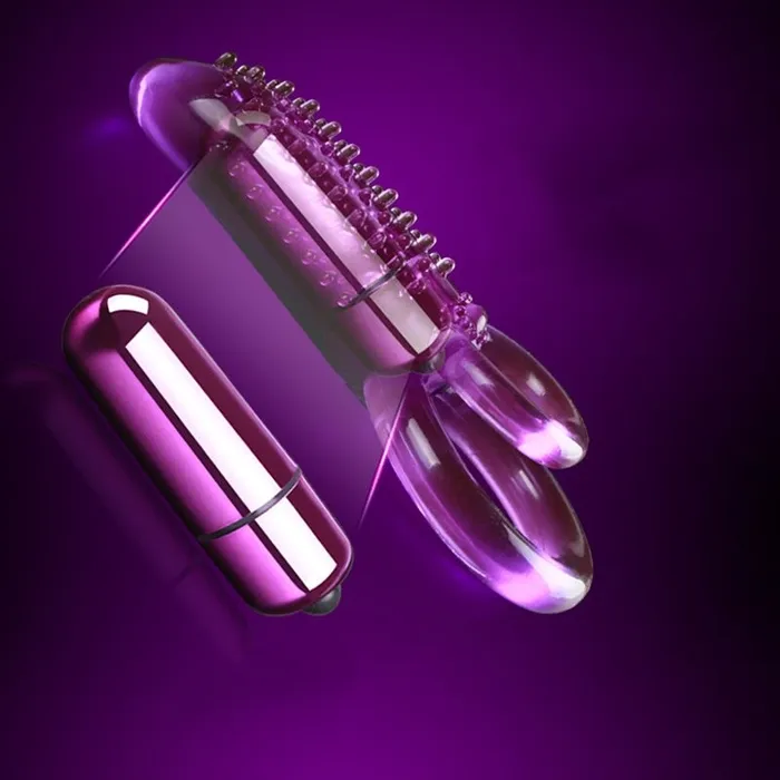 EVEs SECRETS Couples Vibrating Dual Cock Ring with Clitoral Bullet Stimulator Sex Toys for Couples