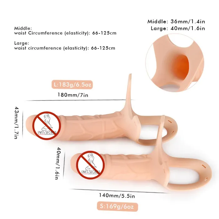 EVEs SECRETS Male Sex Toys Penis Extender with Harness Cock Sleeves Sex Toys for Men