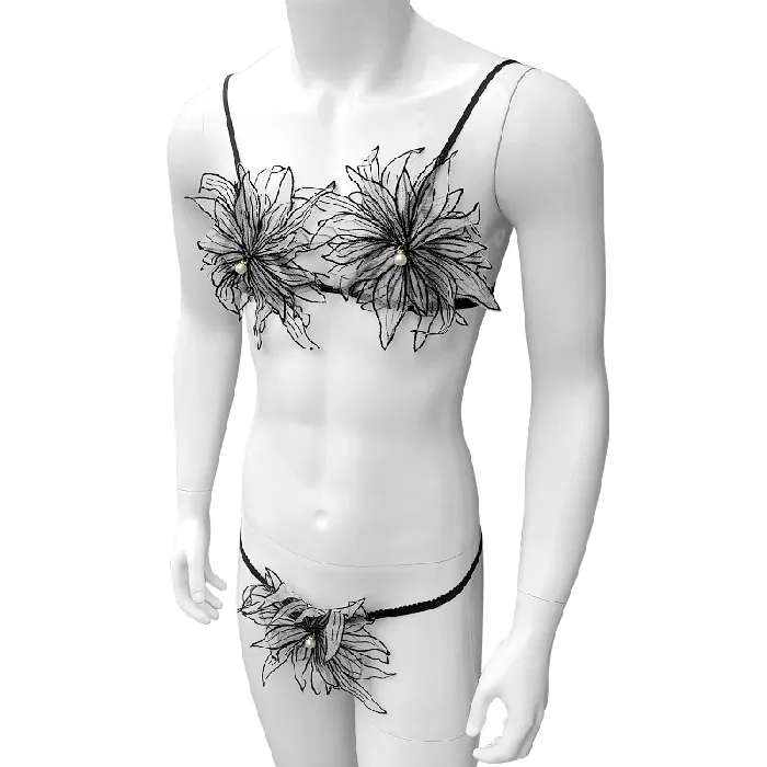Female Sex Toys EVEs SECRETS Floral Lingerie Set for Men Erotic Mesh Underwear Sheer Bra Top with Gstrings