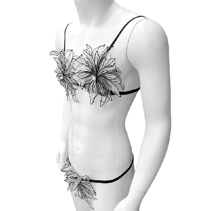 Female Sex Toys EVEs SECRETS Floral Lingerie Set for Men Erotic Mesh Underwear Sheer Bra Top with Gstrings
