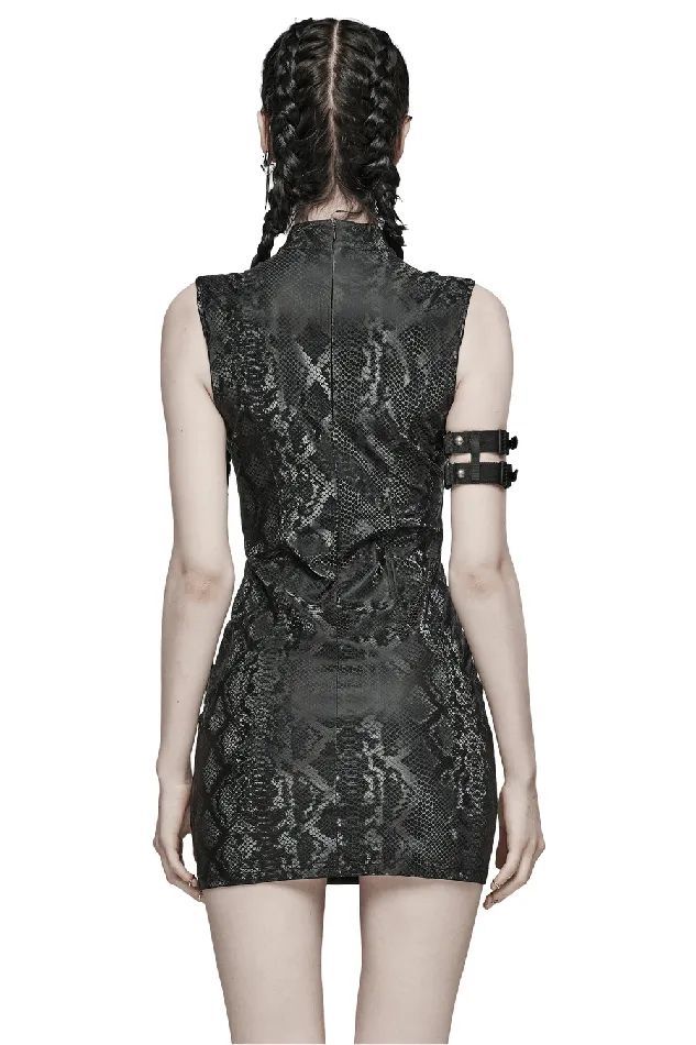 Female Sex Toys Sleek Sleeveless Punk Dress with a Bold SnakeSkin Pattern EVEs SECRETS