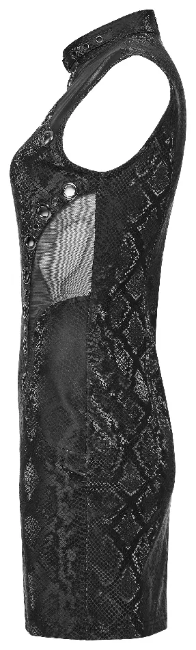 Female Sex Toys Sleek Sleeveless Punk Dress with a Bold SnakeSkin Pattern EVEs SECRETS