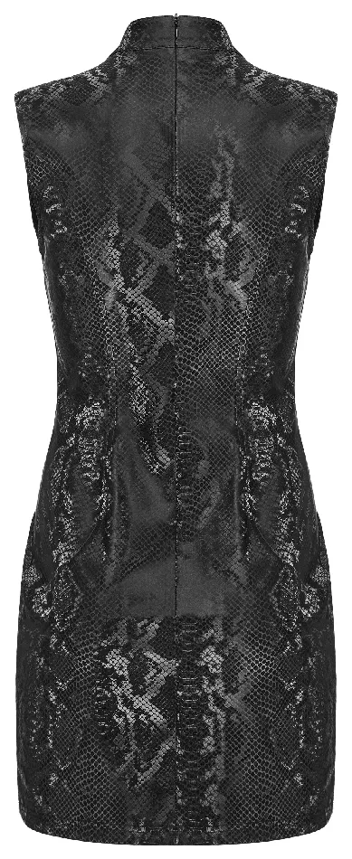Female Sex Toys Sleek Sleeveless Punk Dress with a Bold SnakeSkin Pattern EVEs SECRETS