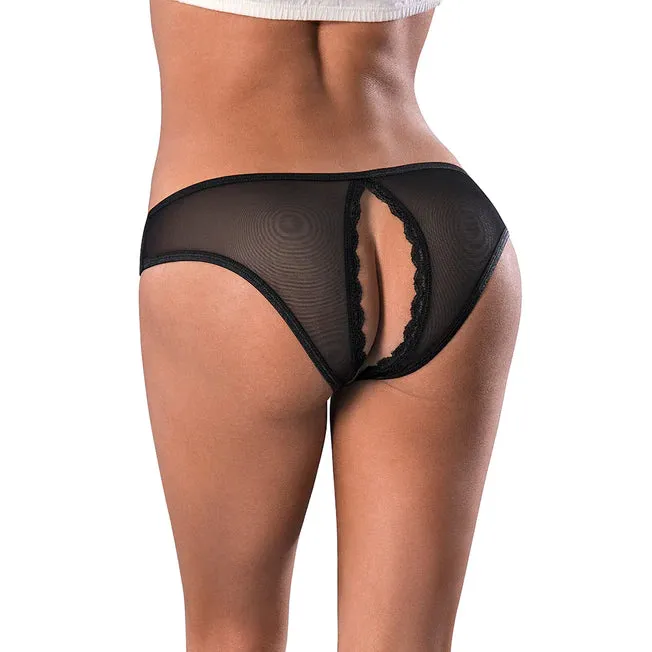 Magic Silk Anal Soft Petals Crotchless Panty Aqua Black