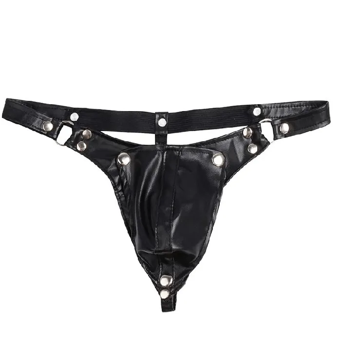 Male Sex Toys EVEs SECRETS Mens Gstring with Detachable Pouch Rivet Panties with Metal Rings Male Sexy Underwear
