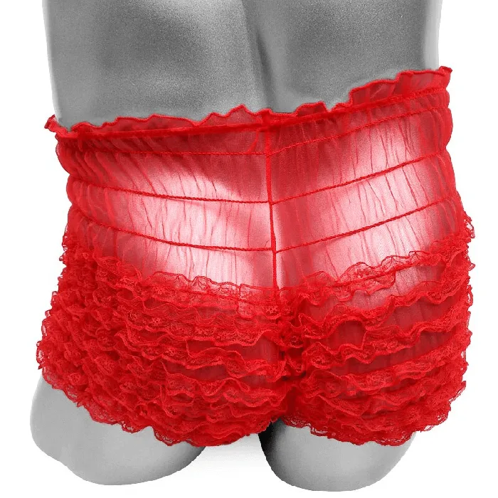 Male Sex Toys Ruffles Mens SeeThrough Boxers Adult Underwear With Bowknot Erotic Male Shorts EVEs SECRETS