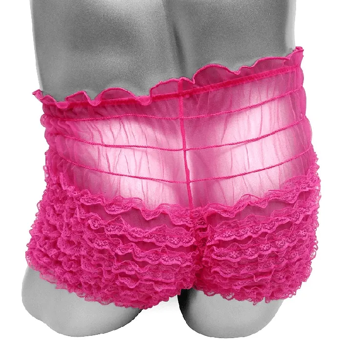 Male Sex Toys Ruffles Mens SeeThrough Boxers Adult Underwear With Bowknot Erotic Male Shorts EVEs SECRETS