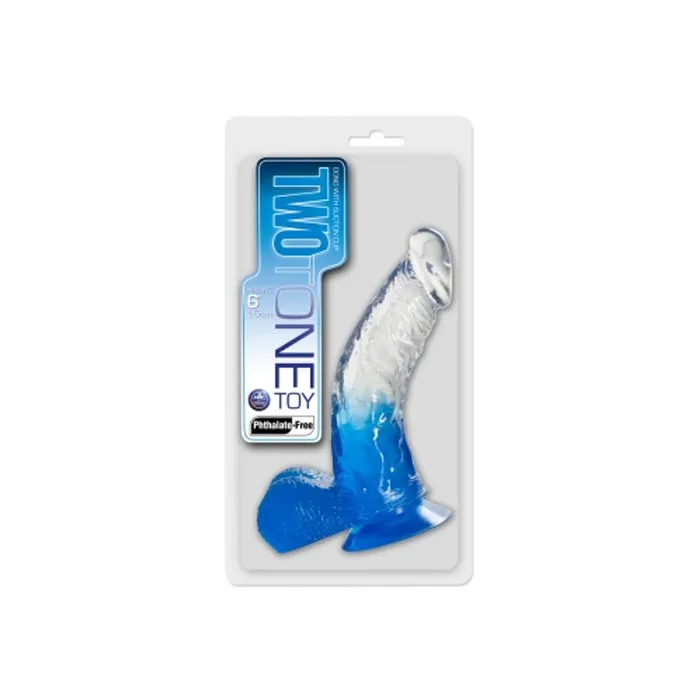NMC Dildos TWO TONE 6 inch DONG Clear Blue Dildo with Balls