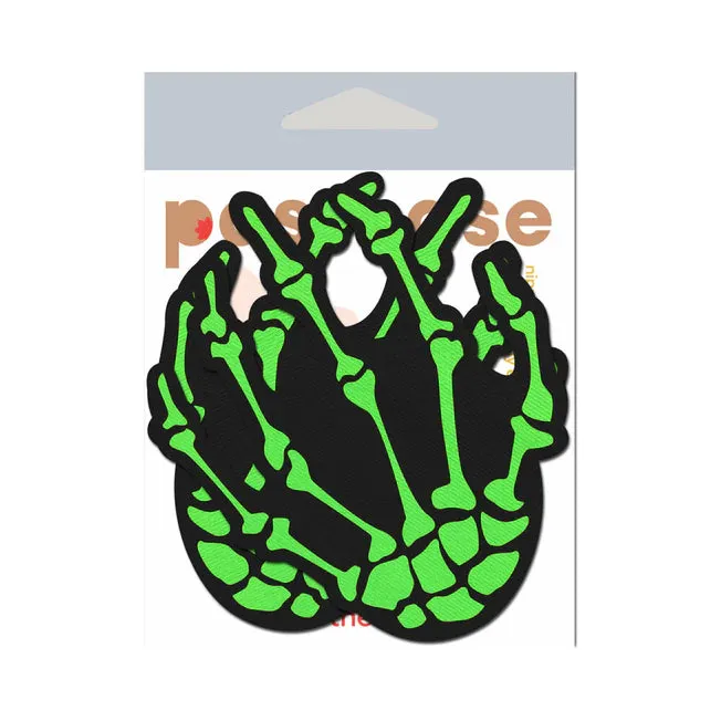 Pastease Nipple Clitoral Toys Pastease Zombie UV Reactive Boney Hands Nipple Pasties