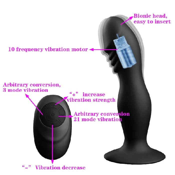 Remote Silicone Anal and GSpot Vibrating Dildo Waterproof Vibrator with Suction Cup Sex Toys EVEs SECRETS Female Sex Toys