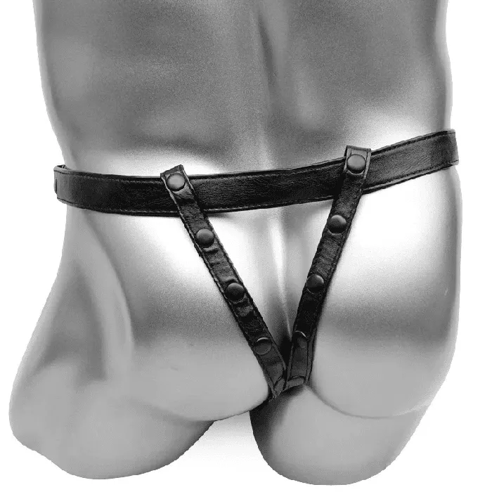 Restraints EVEs SECRETS PU Leather Mens Underwear Sexy Black Lingerie with Rivets