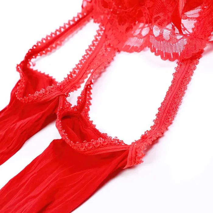 ThighHigh Stockings with Skirted Panties and Suspenders Womens OnePiece Sexy Elastic Lingerie EVEs SECRETS Male Sex Toys
