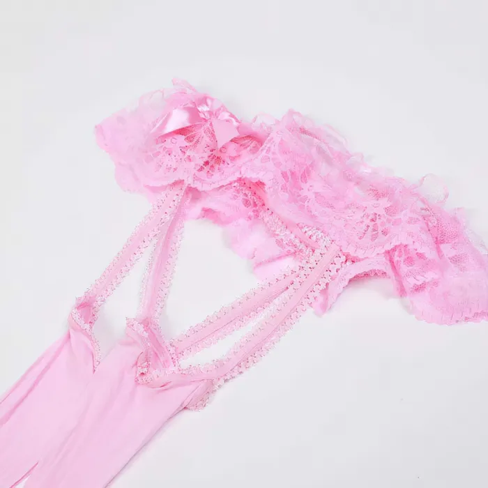 ThighHigh Stockings with Skirted Panties and Suspenders Womens OnePiece Sexy Elastic Lingerie EVEs SECRETS Male Sex Toys