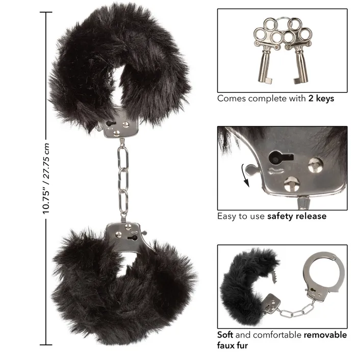 Anal Ultra Fluffy Furry Cuffs Black CalExotics Anal Ultra Fluffy Furry Cuffs Black CalExotics