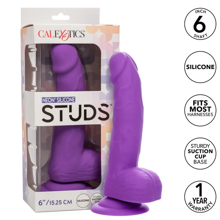 CalExotics Female Sex Toys Neon Silicone Studs Realistic Dildo 61525 cm Purple