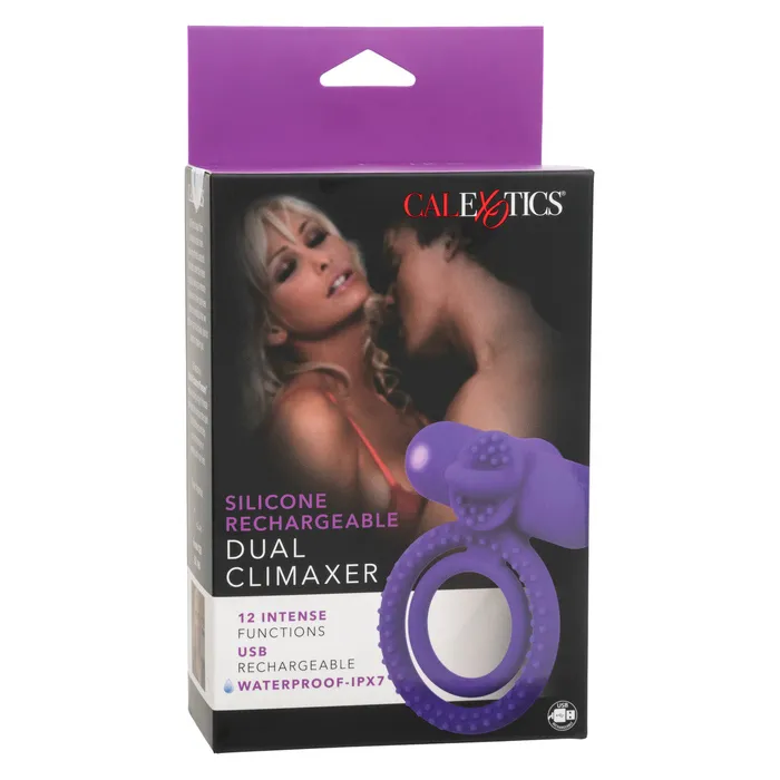 CalExotics Male Sex Toys Silicone Rechargeable Dual Climaxer Cock Ring