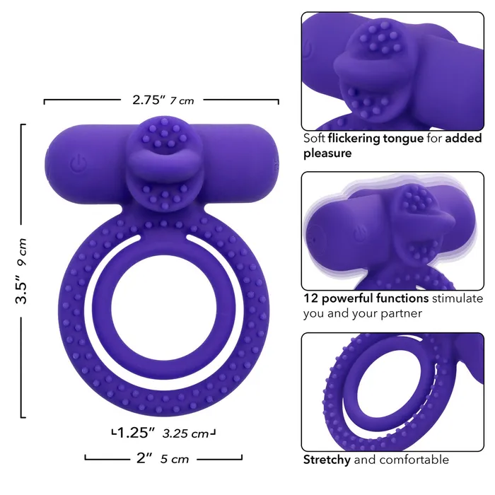CalExotics Male Sex Toys Silicone Rechargeable Dual Climaxer Cock Ring