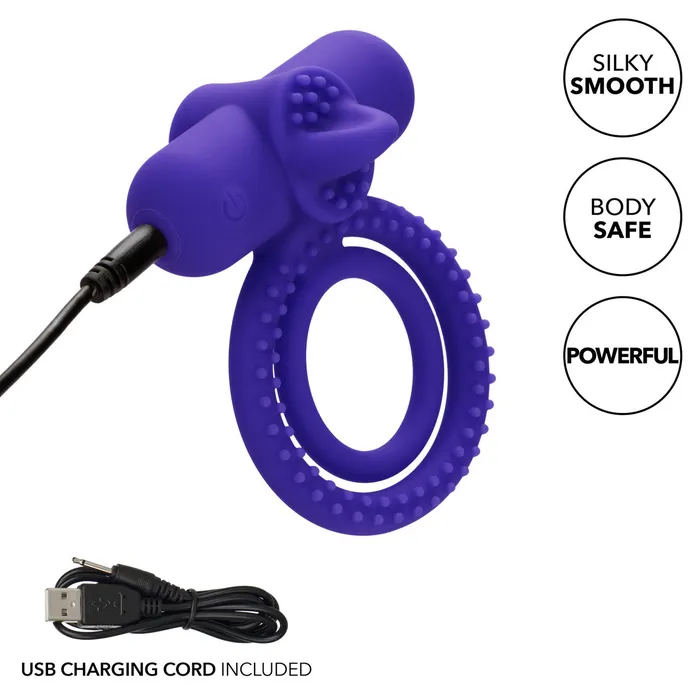 CalExotics Male Sex Toys Silicone Rechargeable Dual Climaxer Cock Ring