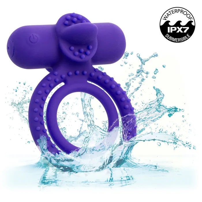 CalExotics Male Sex Toys Silicone Rechargeable Dual Climaxer Cock Ring