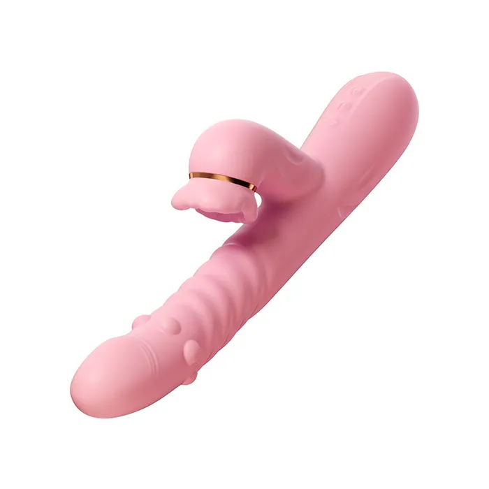 Female Sex Toys FRISKY BUSINESS SG Pink Indulge Thrusting Dual Vibrator with Suction Female Sex Toys FRISKY BUSINESS SG Pink Indulge Thrusting Dual Vibrator with Suction