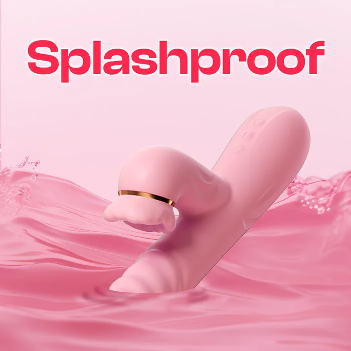 Female Sex Toys FRISKY BUSINESS SG Pink Indulge Thrusting Dual Vibrator with Suction
