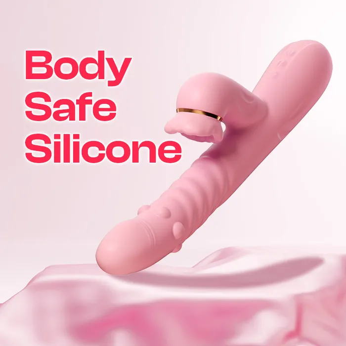 Female Sex Toys FRISKY BUSINESS SG Pink Indulge Thrusting Dual Vibrator with Suction
