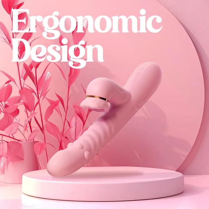 Female Sex Toys FRISKY BUSINESS SG Pink Indulge Thrusting Dual Vibrator with Suction