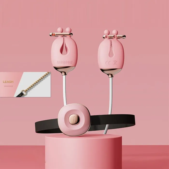 Female Sex Toys FRISKY BUSINESS SG Tease N Please Vibrating Nipple Clamps with BDSM Collar