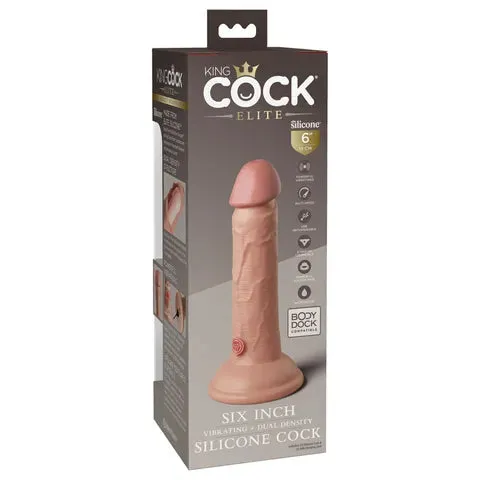 Female Sex Toys Pipedream 6 King Cock Elite Vibrating Dual Density Silicone Cock