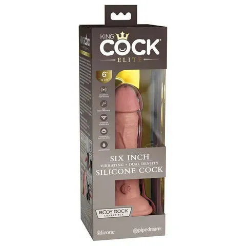 Female Sex Toys Pipedream 6 King Cock Elite Vibrating Dual Density Silicone Cock