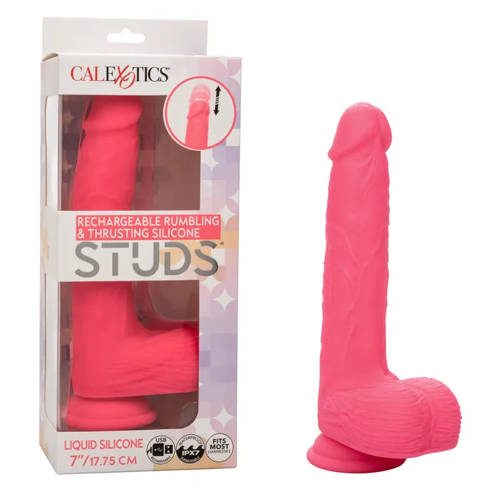 Female Sex Toys Rechargeable Rumbling Thrusting Silicone Studs Dildo CalExotics