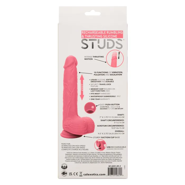 Female Sex Toys Rechargeable Rumbling Thrusting Silicone Studs Dildo CalExotics