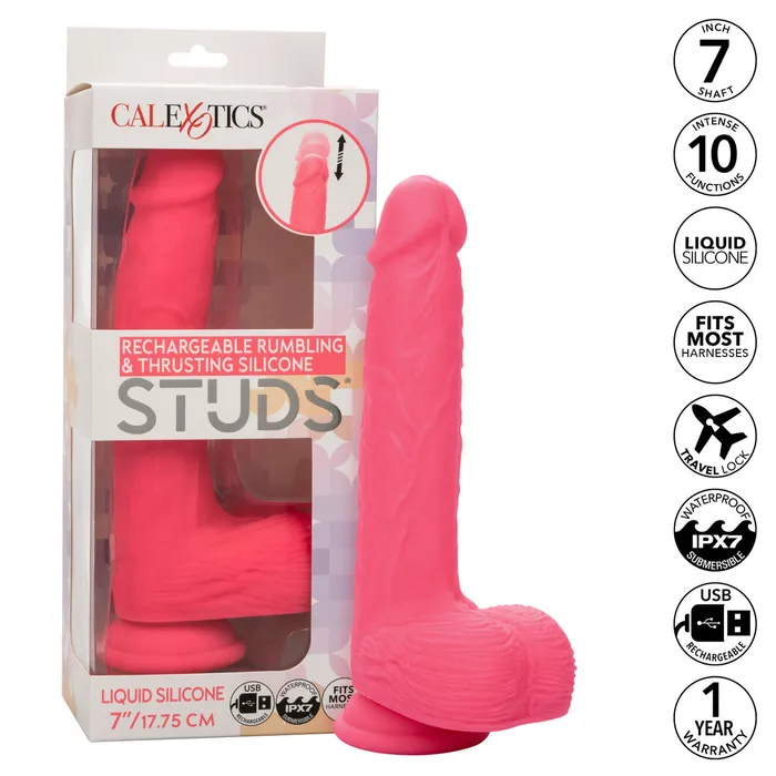 Female Sex Toys Rechargeable Rumbling Thrusting Silicone Studs Dildo CalExotics