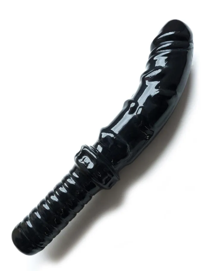 Female Sex Toys vendorunknown Latex Dildo on Solid Handle Black
