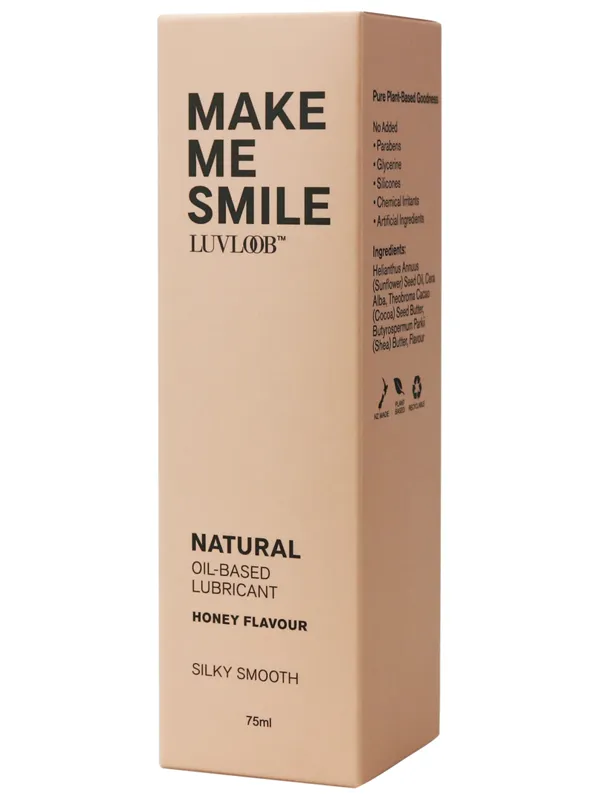 LUVLOOB Natural OilBased Lubricant Honey Flavour 75ml Make Me Smile Calvista Sexual Health Wellbeing LUVLOOB Natural OilBased Lubricant Honey Flavour 75ml Make Me Smile Calvista Sexual Health Wellbeing
