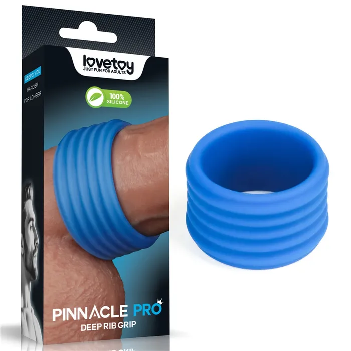 Male Sex Toys LOVETOY Pinnacle Pro Deep Rib Grip Ring Blue