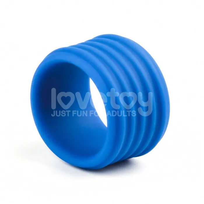 Male Sex Toys LOVETOY Pinnacle Pro Deep Rib Grip Ring Blue