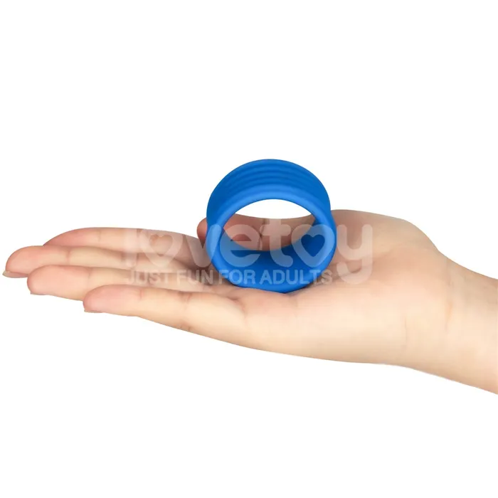 Male Sex Toys LOVETOY Pinnacle Pro Deep Rib Grip Ring Blue