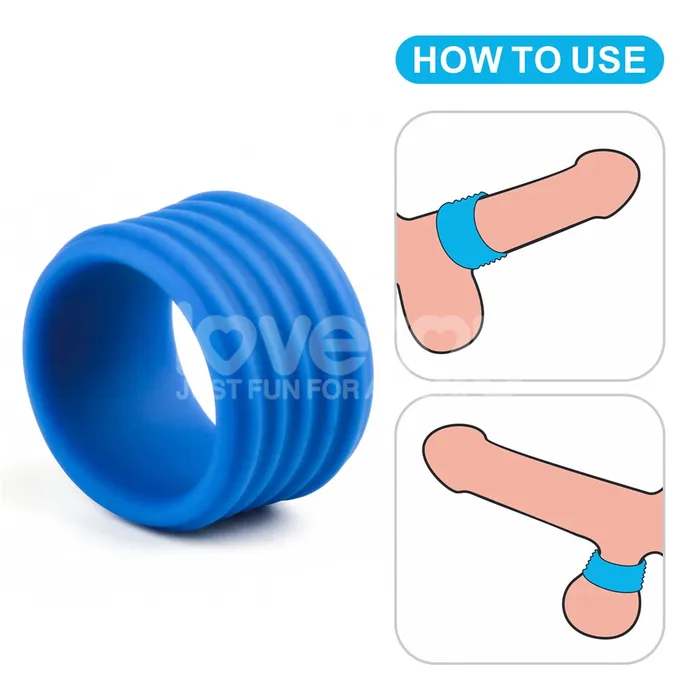 Male Sex Toys LOVETOY Pinnacle Pro Deep Rib Grip Ring Blue