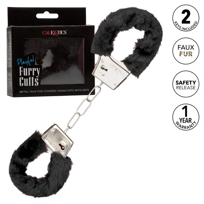 Playful Fluffy Furry Cuffs Black CalExotics Anal Playful Fluffy Furry Cuffs Black CalExotics Anal