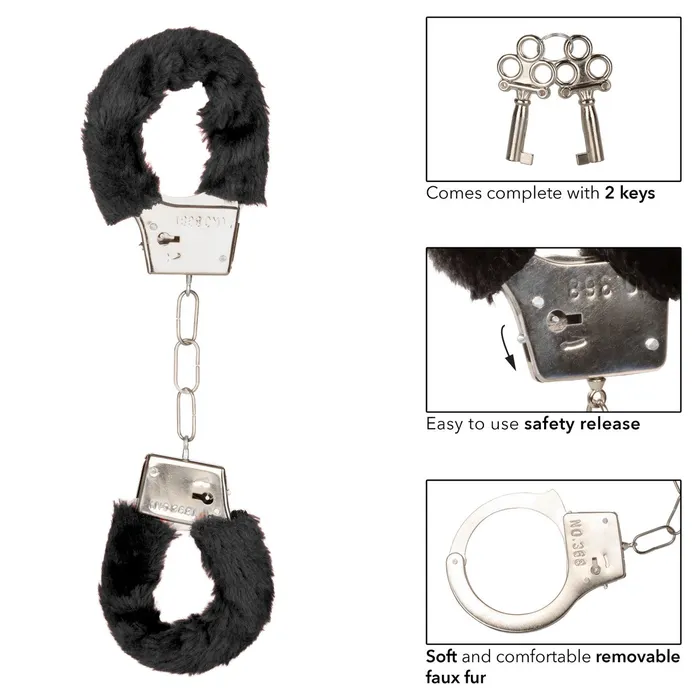 Playful Fluffy Furry Cuffs Black CalExotics Anal Playful Fluffy Furry Cuffs Black CalExotics Anal