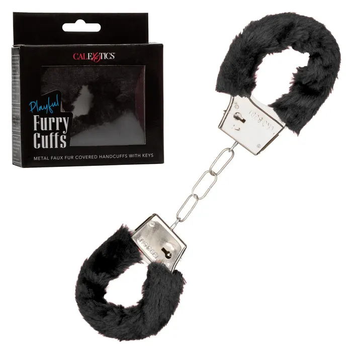 Playful Fluffy Furry Cuffs Black CalExotics Anal Playful Fluffy Furry Cuffs Black CalExotics Anal
