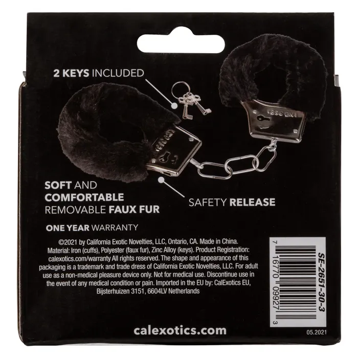 Playful Fluffy Furry Cuffs Black CalExotics Anal Playful Fluffy Furry Cuffs Black CalExotics Anal