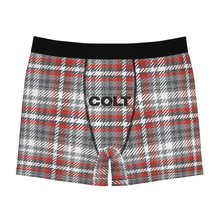 Printify Vibrators COLT Logo Grey Plaid Boxer Briefs