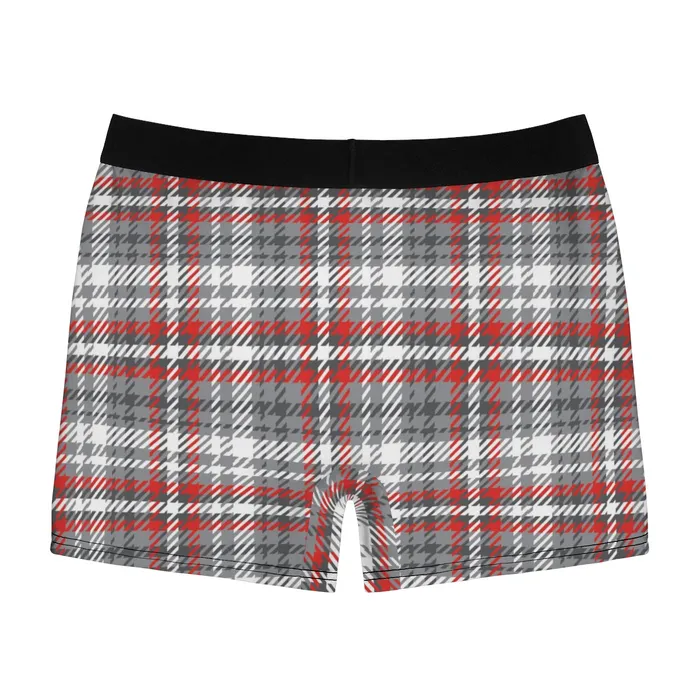 Printify Vibrators COLT Logo Grey Plaid Boxer Briefs